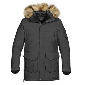 STORMTECH Men’s Charcoal Gray/Brown Fur Hoodie Parka Jacket Coat Small NWT